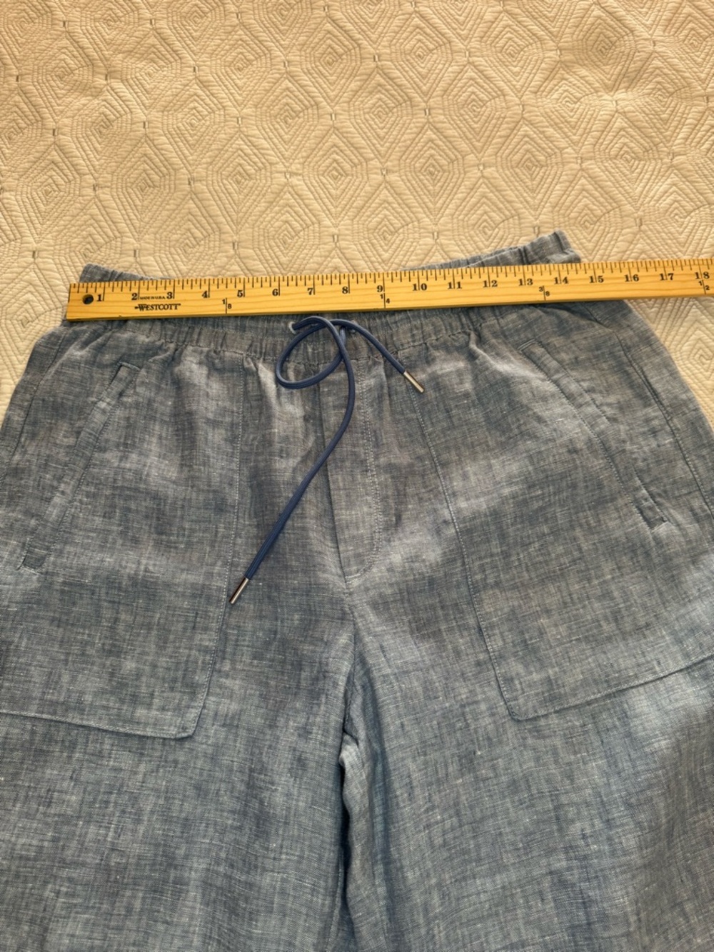 Athleta Cabo Linen Wide Leg Pant Chambray Blue Drawstring Women’s Size 6 - Picture 11 of 15